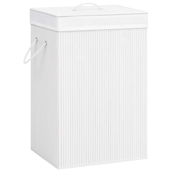 vidaXL Bambu pyykkikori 2 osiota valkoinen 72 l