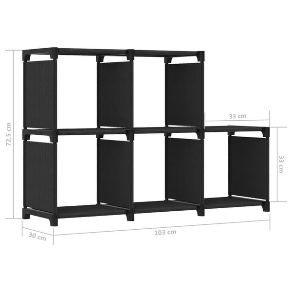 vidaXL Display reol med 5 kubeformede rum 103x30x72,5 cm stof sort