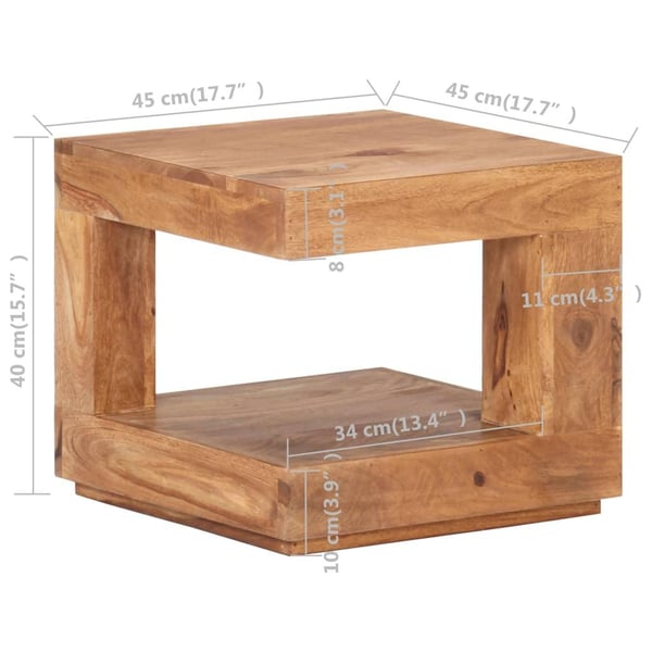 vidaXL sofabord 45x45x40 cm massivt akacietræ