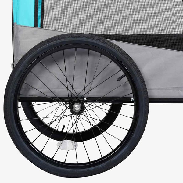 vidaXL 2-i-1 cykelanhænger og klapvogn til kæledyr blå og grå
