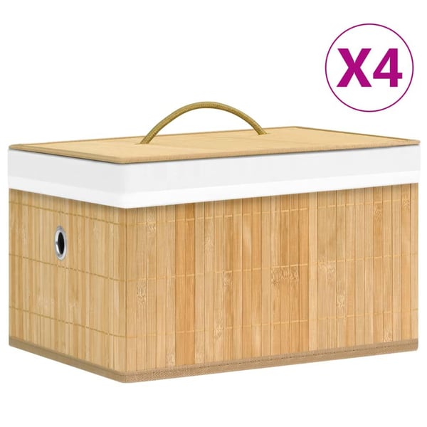 vidaXL Oppbevaringsbokser bambus 4 stk