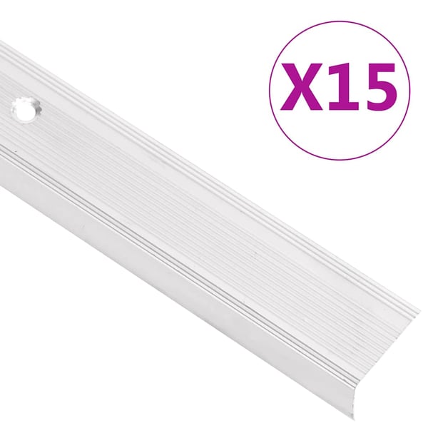 vidaXL 15 stk. trappelister L-facon 90 cm aluminium sølvfarvet