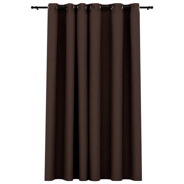 vidaXL Lystett gardin med maljer og lin-design gråbrun 290x245 cm