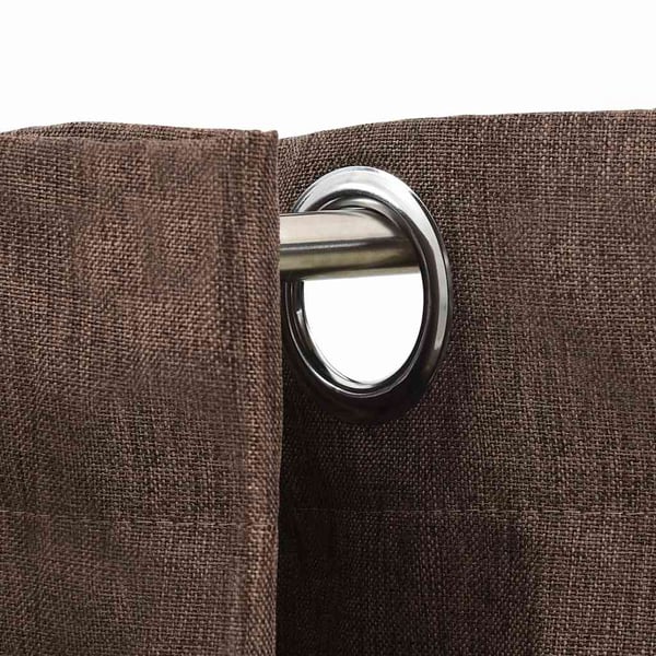 vidaXL Mörkläggningsgardin med öljetter linnelook 2 st taupe 140x175cm