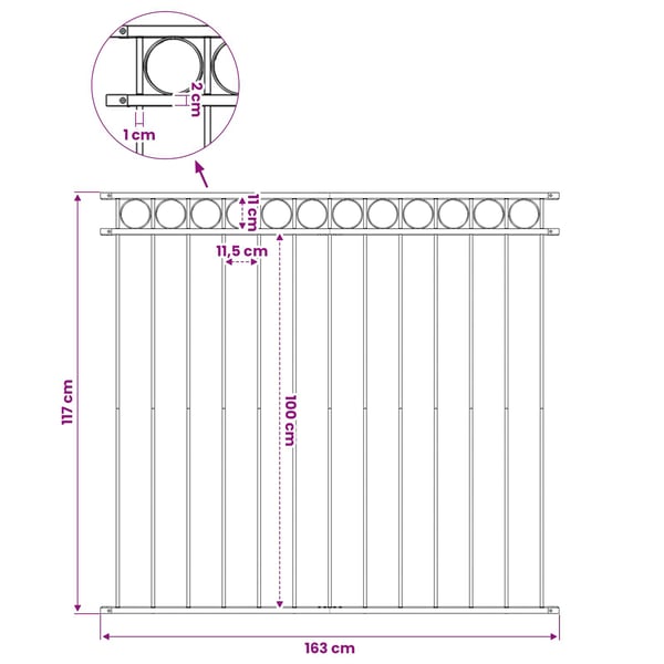 vidaXL Staketpanel stål 1,7x1,2 m svart