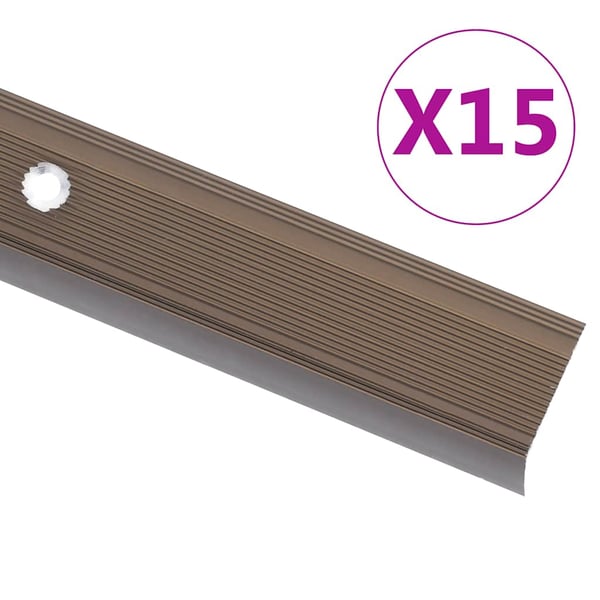 vidaXL Trappeneser L-form 15 stk aluminium 100 cm brun