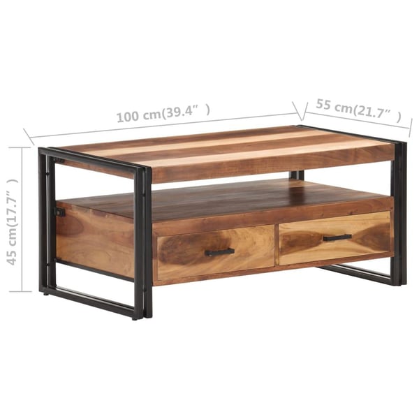vidaXL Soffbord 100x55x45 cm massivt akaciaträ med sheshamfinish