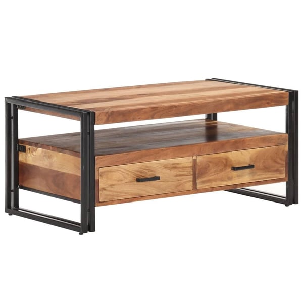 vidaXL Soffbord 100x55x45 cm massivt akaciaträ med sheshamfinish