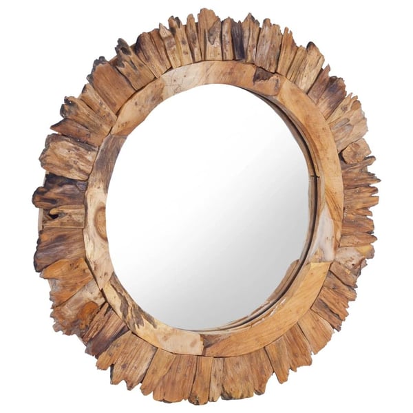vidaXL vægspejl 60 cm teak rund