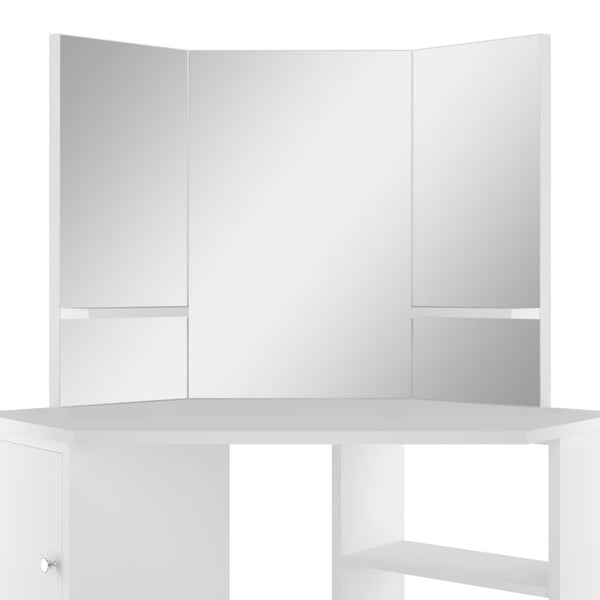 vidaXL Hjørnemontert sminkebord hvit