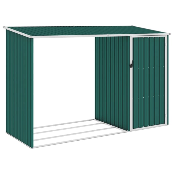 vidaXL brændeskur 245x98x159 cm galvaniseret stål grøn