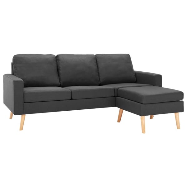 vidaXL 3-personers sofa med fodskammel stof mørkegrå