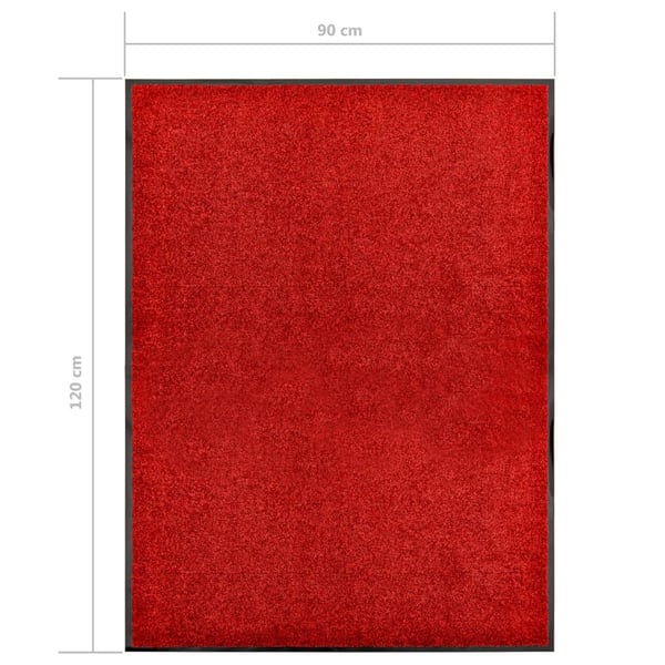 vidaXL vaskbar dørmåtte 90x120 cm rød