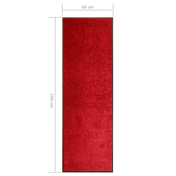 vidaXL Dørmatte vaskbar rød 60x180 cm