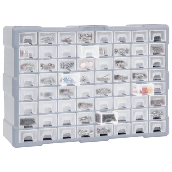 vidaXL Sortimentskap med 64 skuffer 52x16x37,5 cm