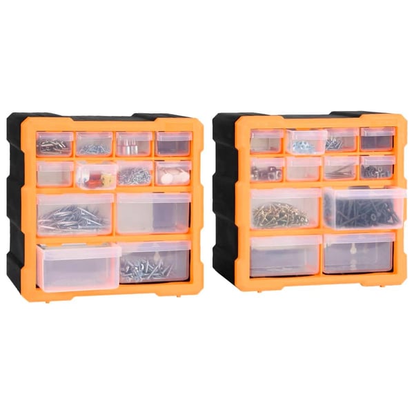 vidaXL Sortimentskap med 12 skuffer 2 stk 26,5x16x26 cm