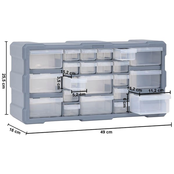 vidaXL Sortimentskap med 22 skuffer 49x16x25,5 cm