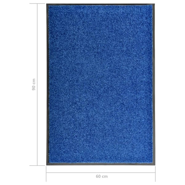 vidaXL vaskbar dørmåtte 60x90 cm blå
