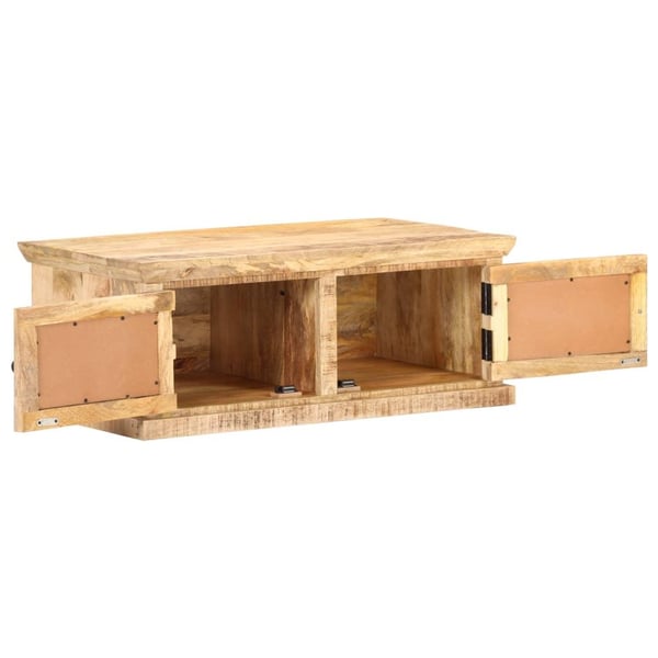vidaXL sofabord 90x50x35 cm massivt mangotræ og naturrør