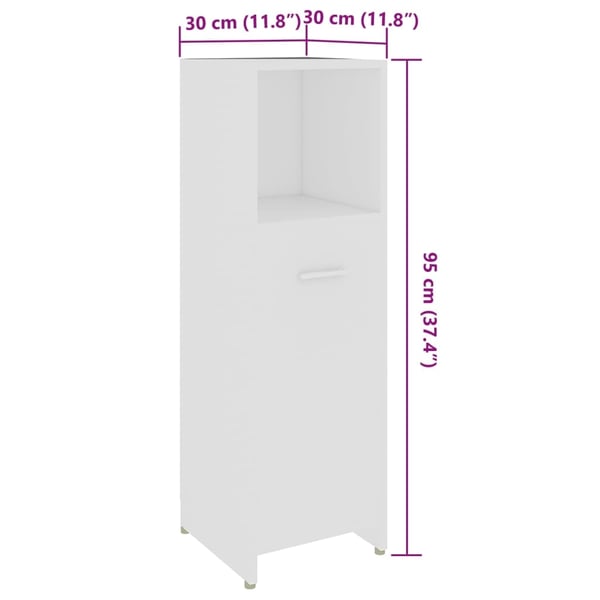 vidaXL Baderomsskap hvit 30x30x95 cm konstruert tre
