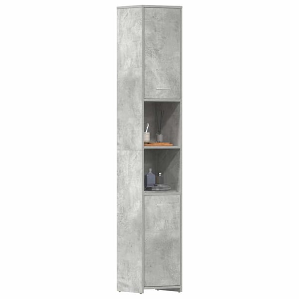 vidaXL badeværelsesskab 30x30x183,5 cm spånplade betongrå