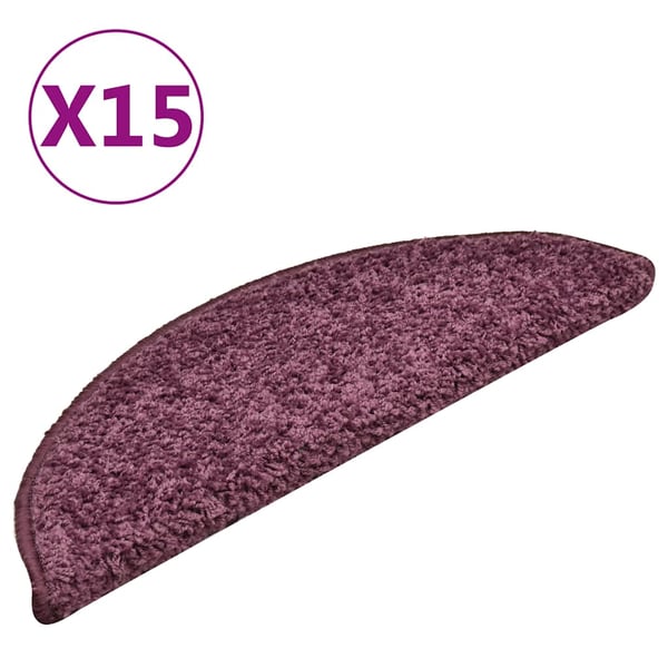 vidaXL trappemåtter 15 stk. 56x17x3 cm mørklilla