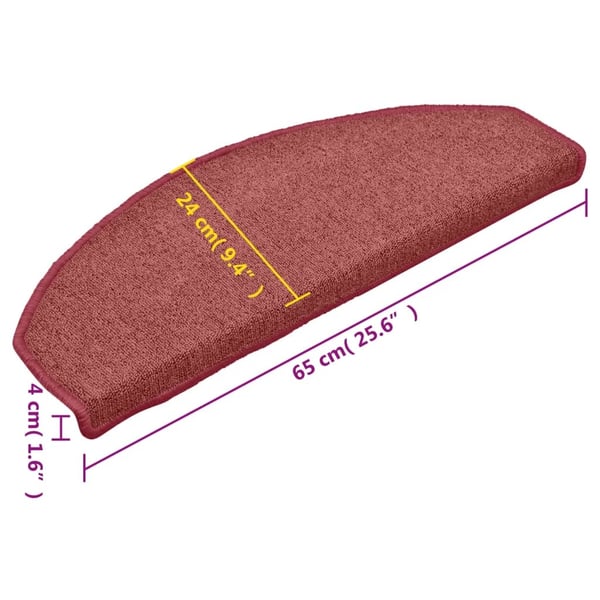 vidaXL trappemåtter 15 stk. 65x24x4 cm rød