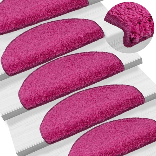 vidaXL Trappematter 15 stk 65x21x4 cm rosa halvrund store