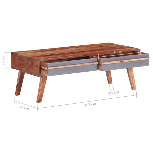 vidaXL sofabord 110x50x40 cm massivt sheeshamtræ