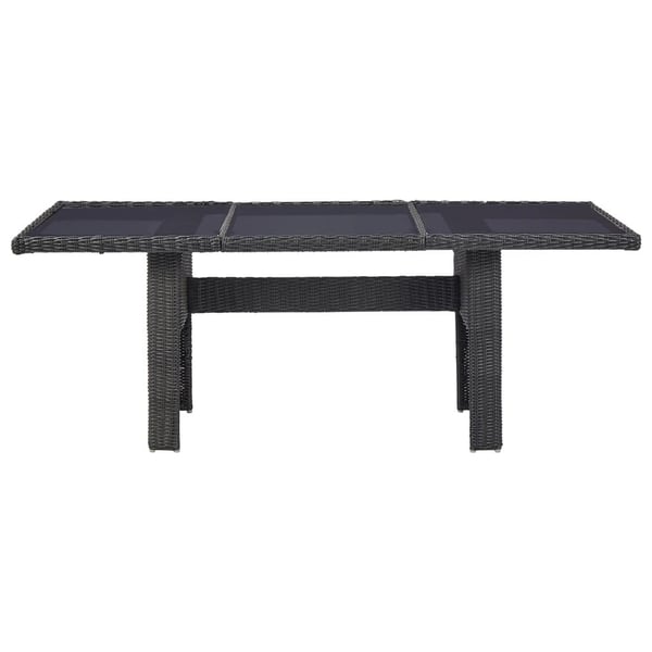 vidaXL havebord 200x100x74 cm glas og polyrattan sort