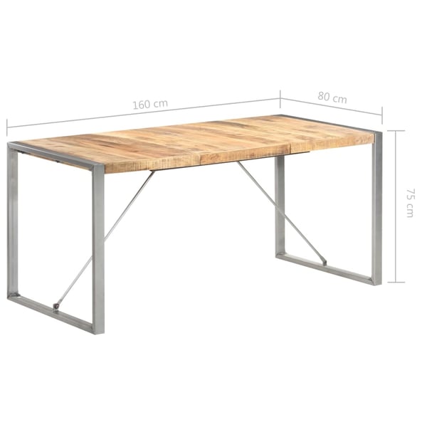 vidaXL spisebord 160x80x75 cm massivt ru mangotræ
