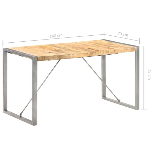 vidaXL spisebord 140x70x75 cm massivt ru mangotræ