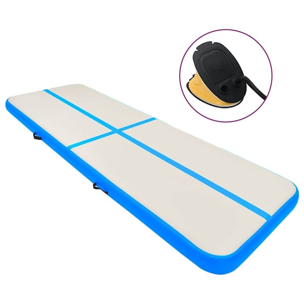 vidaXL Oppblåsbar gymnastikkmatte med pumpe 400x100x20 cm PVC blå
