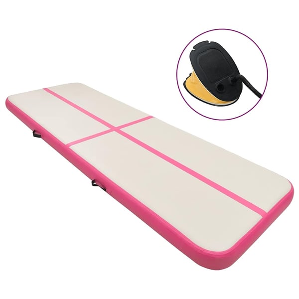 vidaXL Oppblåsbar gymnastikkmatte med pumpe 400x100x20 cm PVC rosa