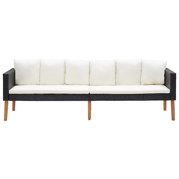 vidaXL 3-personers havesofa med hynder polyrattan sort