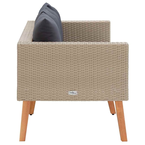 vidaXL Trädgårdssoffa 2-sits med dynor konstrotting beige