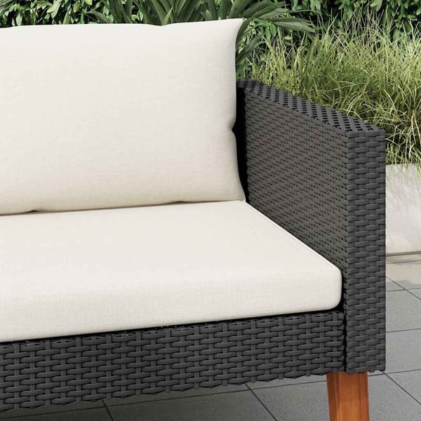 vidaXL 1-personssofa med hynder polyrattan sort