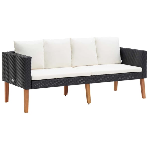vidaXL 2-personers havesofa med hynder polyrattan sort