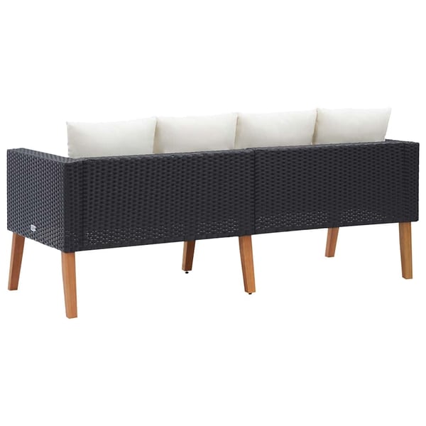 vidaXL 2-personers havesofa med hynder polyrattan sort