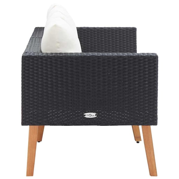 vidaXL 2-personers havesofa med hynder polyrattan sort