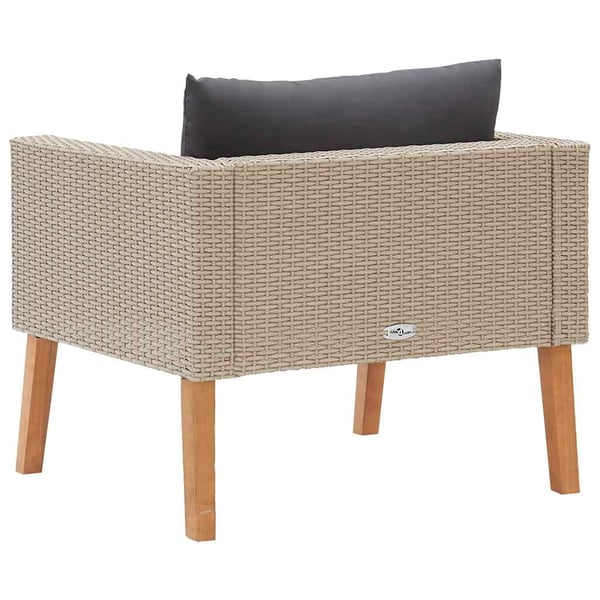 vidaXL 1-personssofa med hynder polyrattan beige