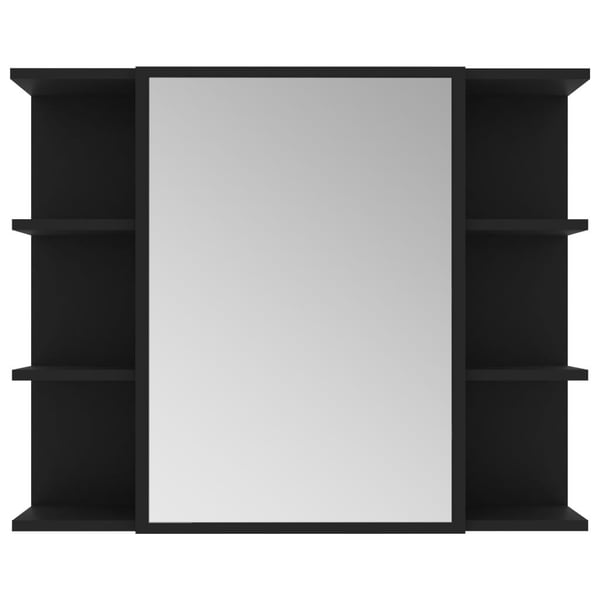 vidaXL badeværelsesskab med spejl 80x20,5x64 cm konstrueret træ sort