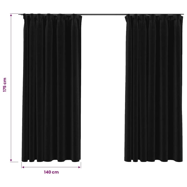 vidaXL Mörkläggningsgardiner med krokar 2 st antracit 140x175 cm