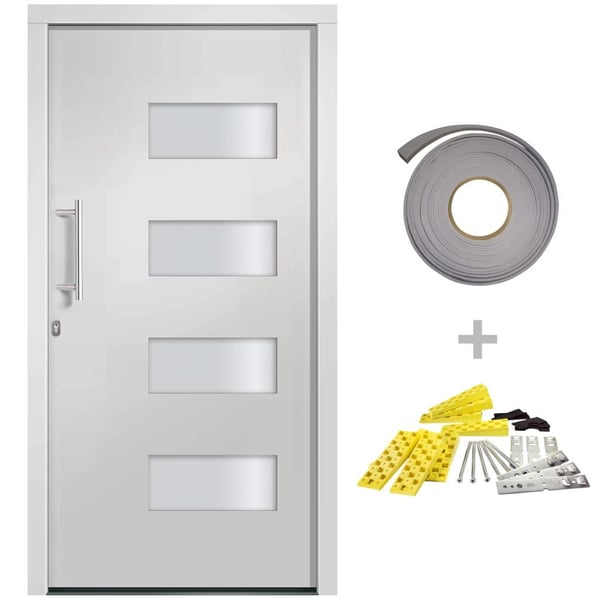 vidaXL hoveddør 110x210 cm aluminium og PVC hvid