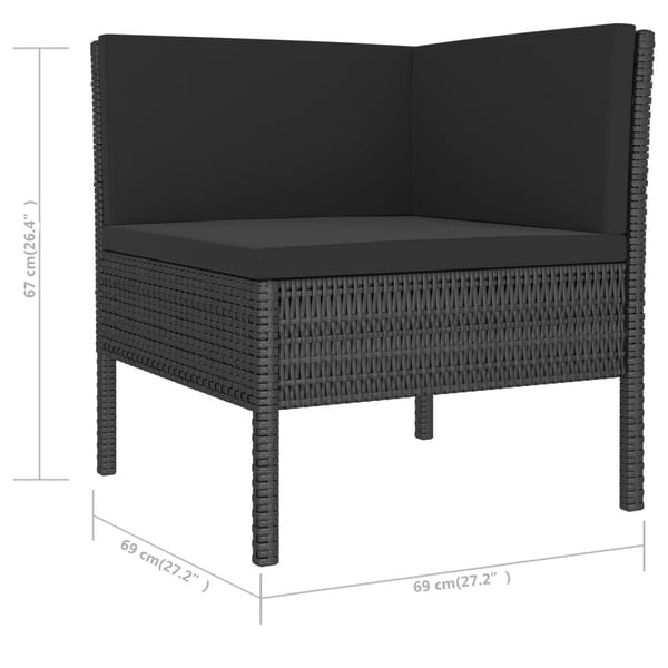 vidaXL loungesæt til haven 6 dele med hynder polyrattan sort
