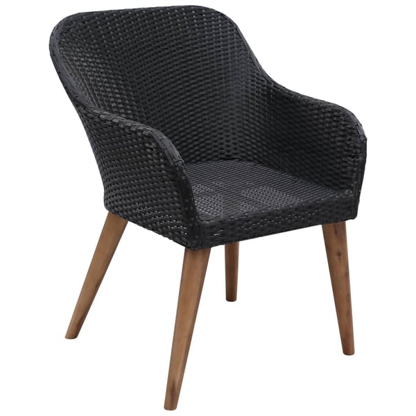 vidaXL udendørs spisebordssæt 9 dele med hynder polyrattan sort