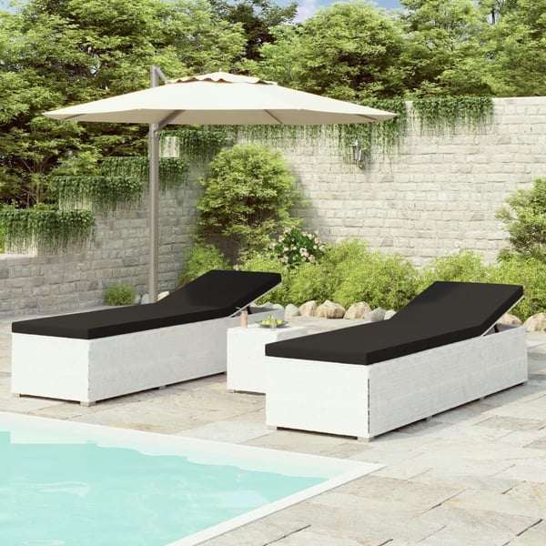vidaXL loungestole med tebord 3 dele polyrattan hvid