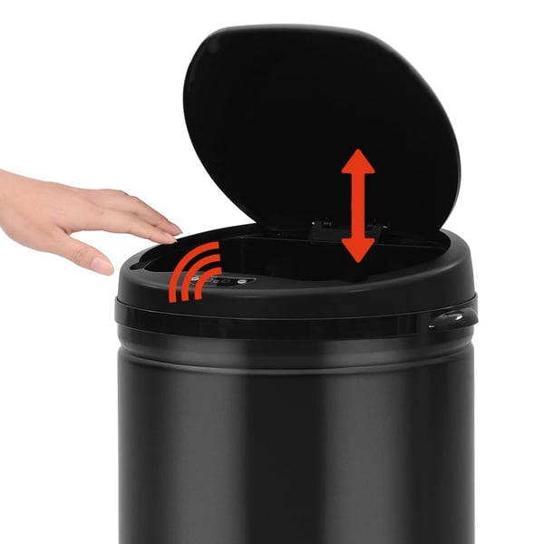 vidaXL affaldsspand med sensor 30 l kulstofstål sort
