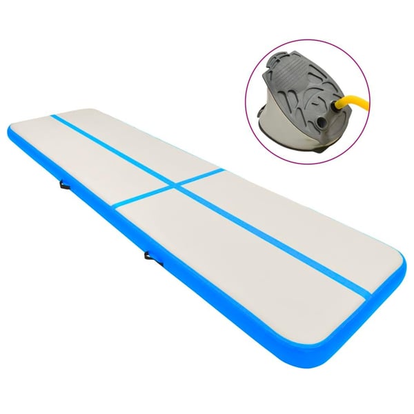 vidaXL Oppblåsbar gymnastikkmatte med pumpe 700x100x15 cm PVC blå