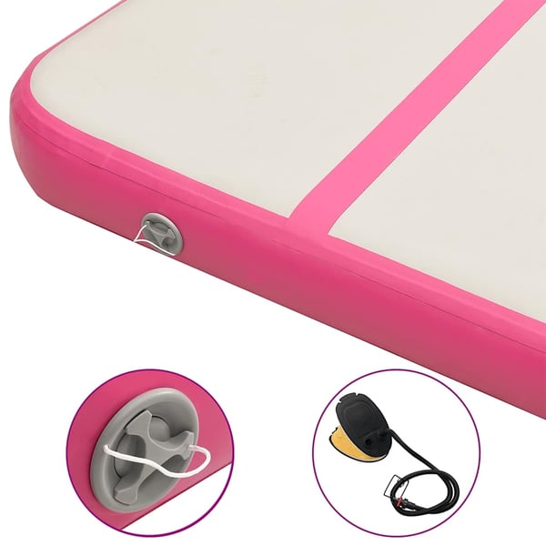 vidaXL Oppblåsbar gymnastikkmatte med pumpe 300x100x20 cm PVC rosa